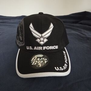 U.S. Air Force Embroidered Black Cap with White Trim